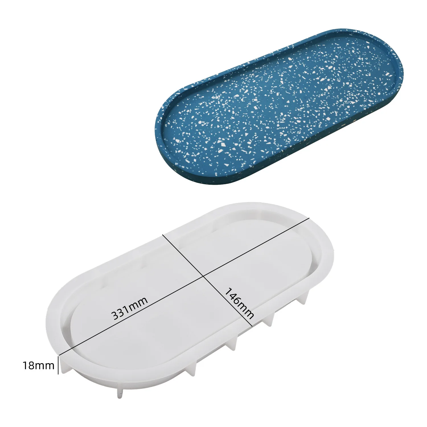M4326 Large Oval Tray Silicone Mold Cement Candle Holder Tray Mold