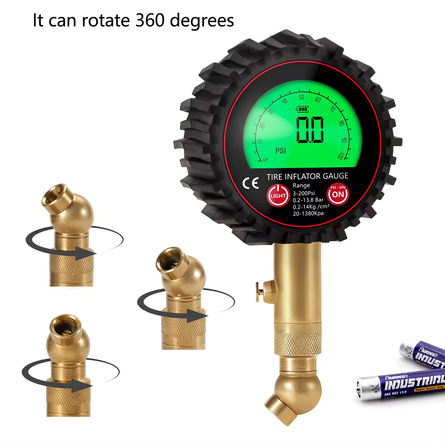 Handheld Rubber Hose Tire Pressure Gauge tire deflator with gauge
