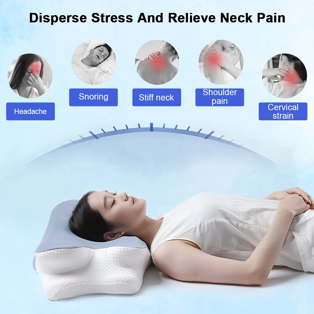 Cervical Neck Pillow Cooling Neck Pillows for Pain Relief Ergonomic Orthopedic Contour Memory Foam Pillows
