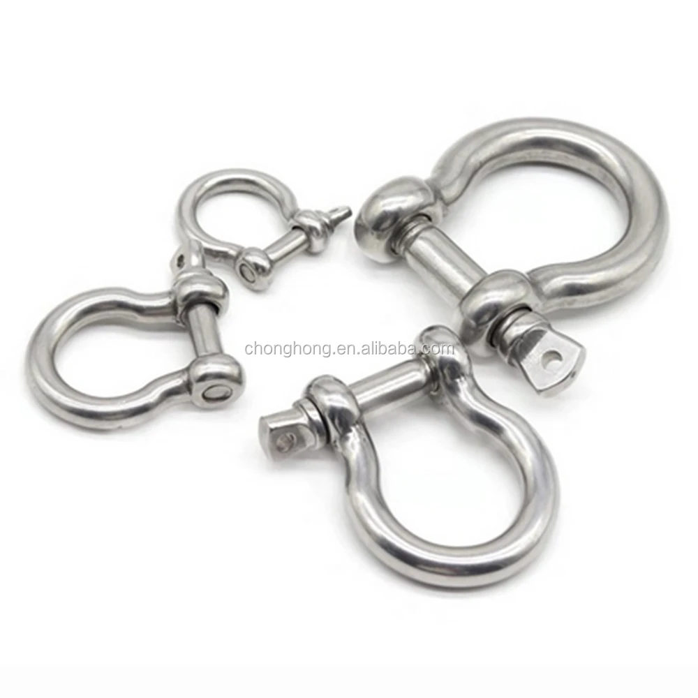 Stainless Steel Shackle European JIS Type Screw Pin Bow Shackle Heavy Duty SS304 SS316 Anchor Shackle