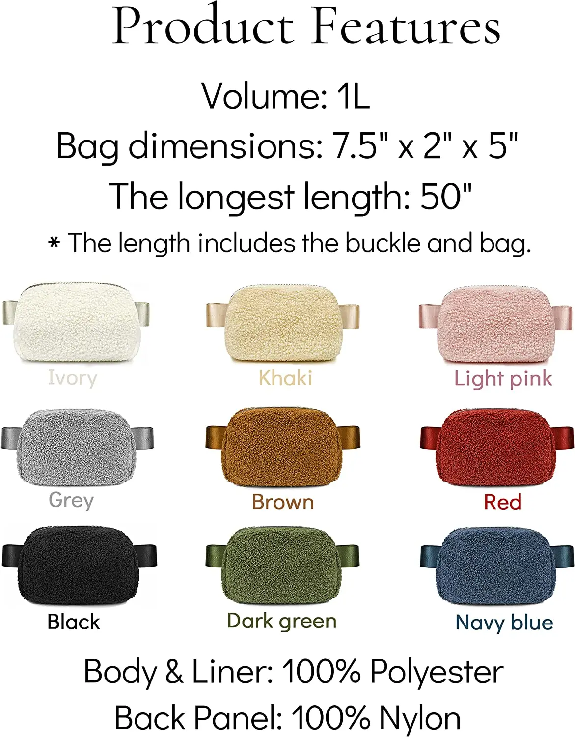 Mini Everywhere Belt Bag Fleece Trend Fancy Fanny Pack Crossbody Bags Waist Belt Bag for women