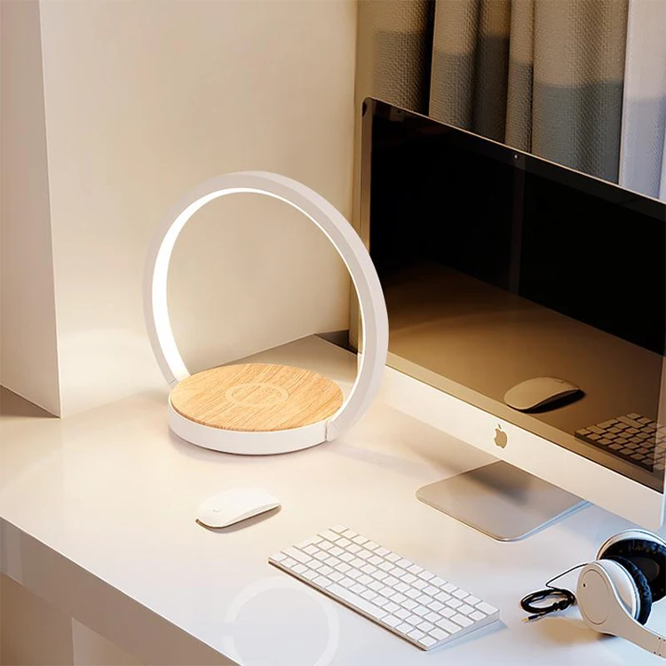 3-step Dimmable Bedside Night Desk Light LED Modern Table Lamp With Wireless Charger Speaker