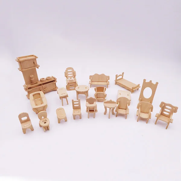 3D wooden educational craft gift decoration puzzle Mini furniture doll house for girl gifts puzzle table educational puzzle