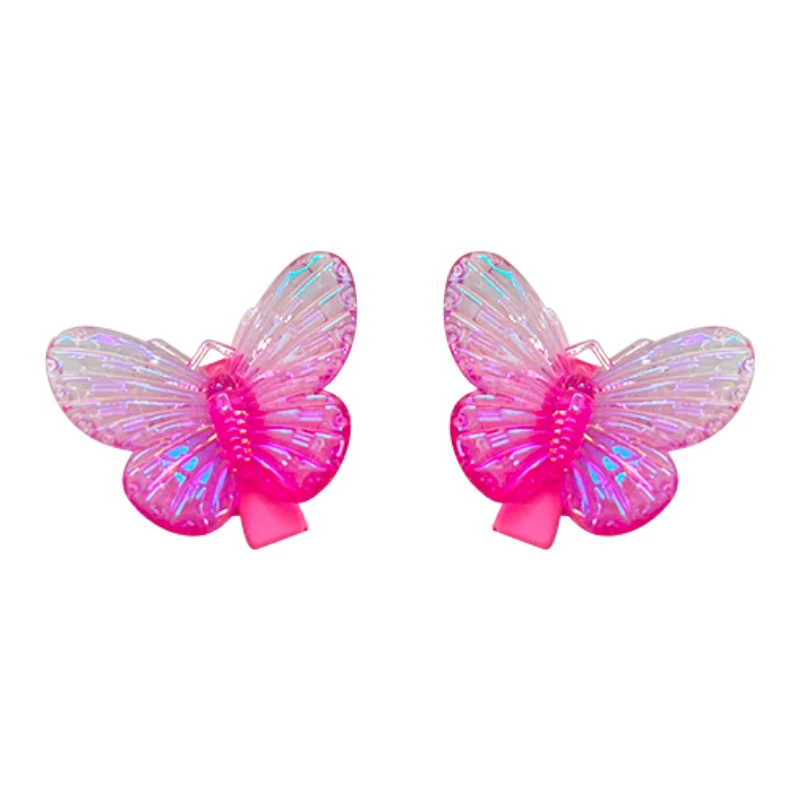 Spring and summer transparent gradient resin butterfly hairpin children's cute versatilepersonalized hairpin ribbongrosgrain