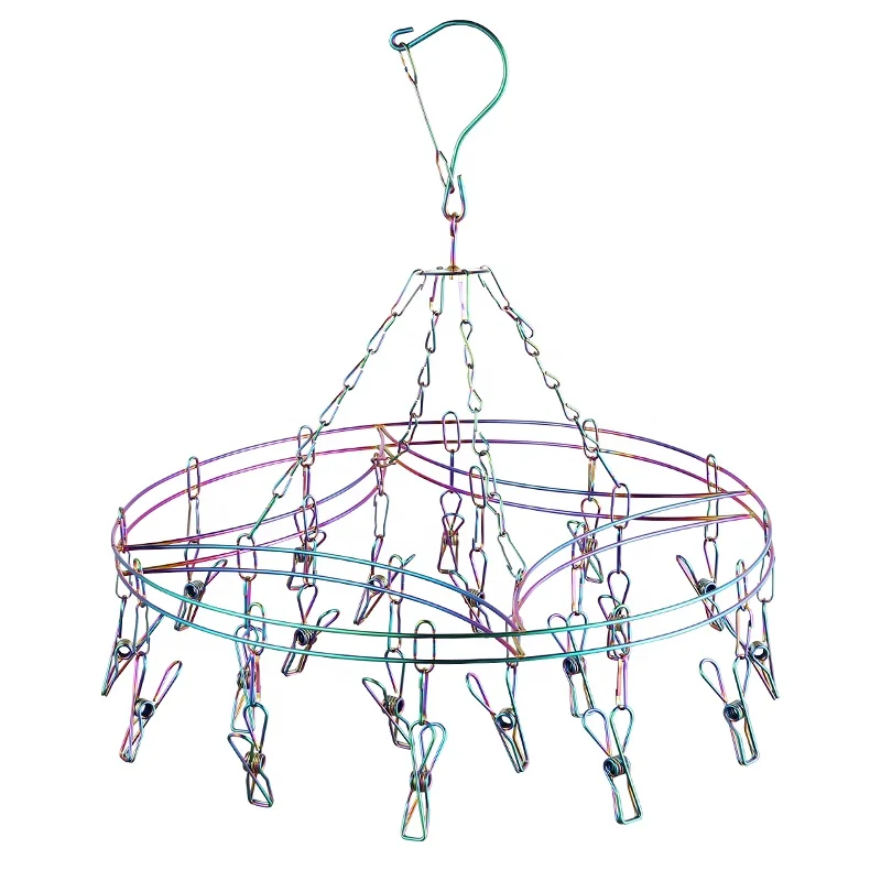 
colorful Stainless Steel Sock Drying Rack With Laundry clothes peg Hanger 