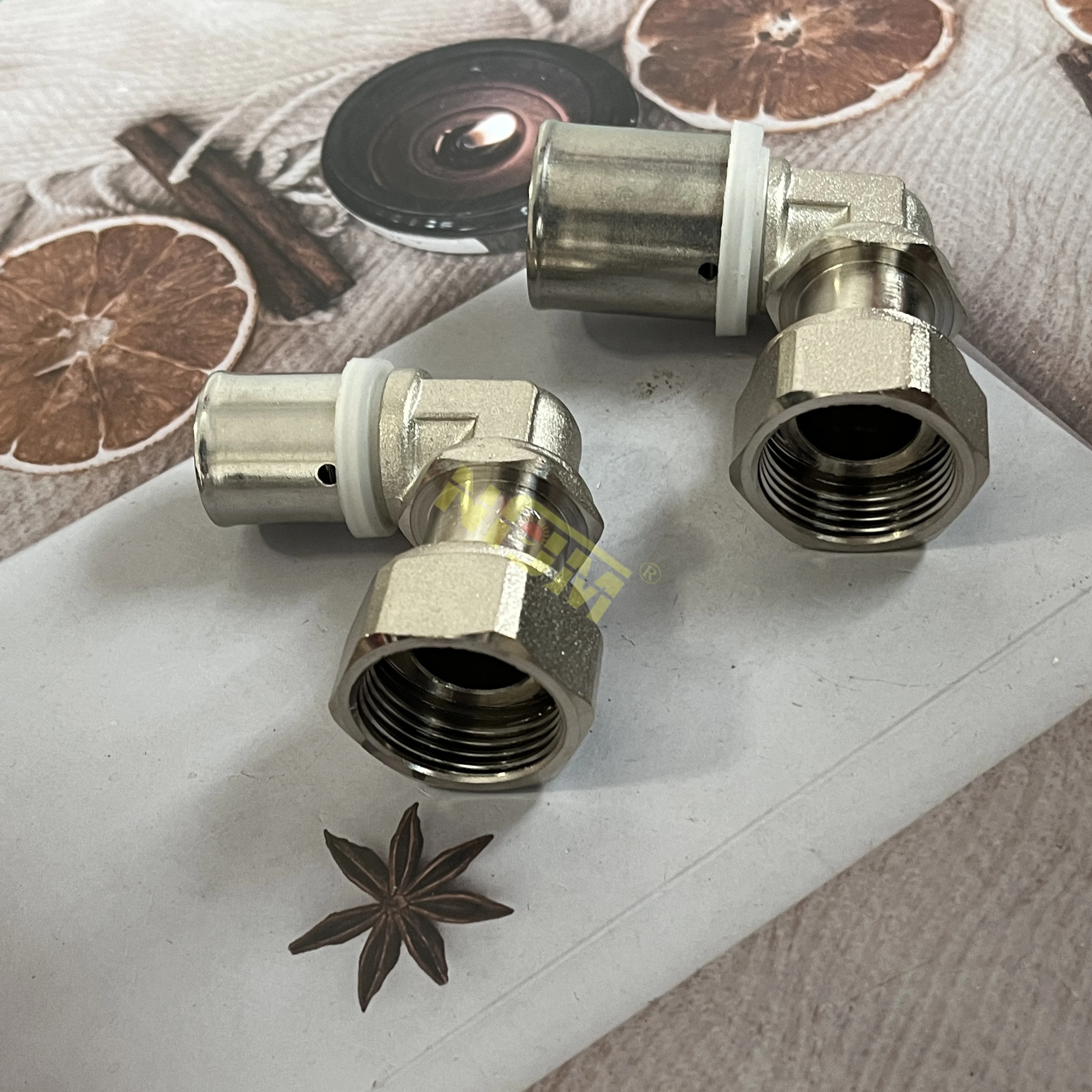 NFJM Brass press pipe fitting male thread elbow for pex al pex hot water floor heating pipes