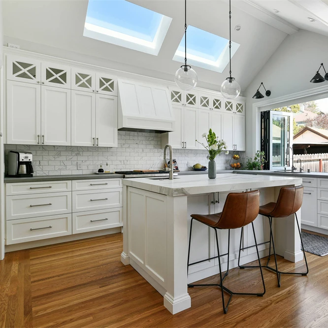 Pantry ready made luxury storage american shaker set natural wood warm kitchen cabinets