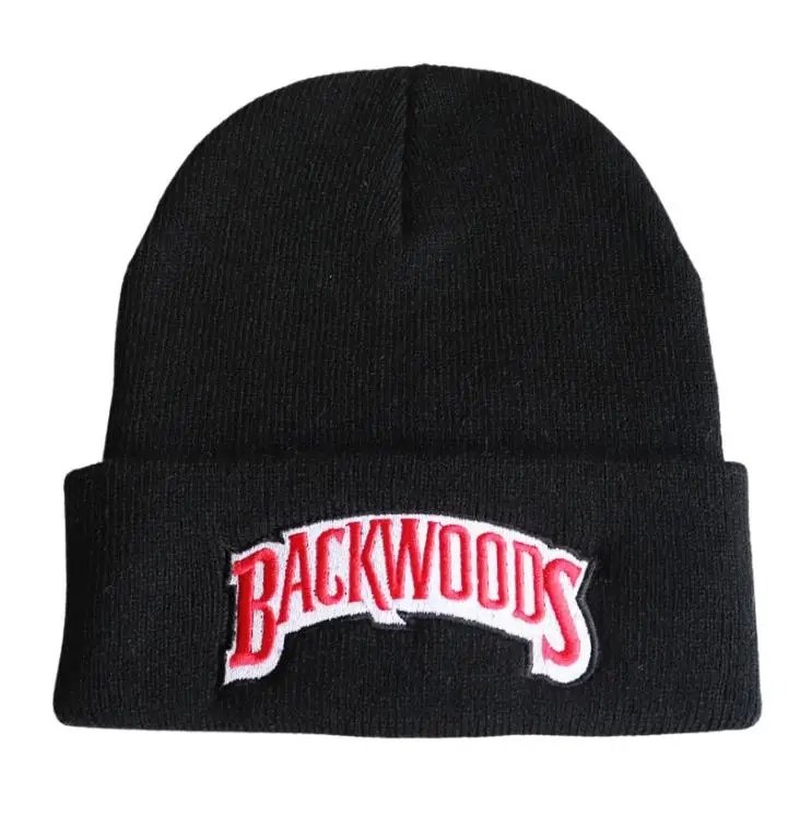 New autumn winter warm solid hat backwoods letter embroidered beanie for men and women