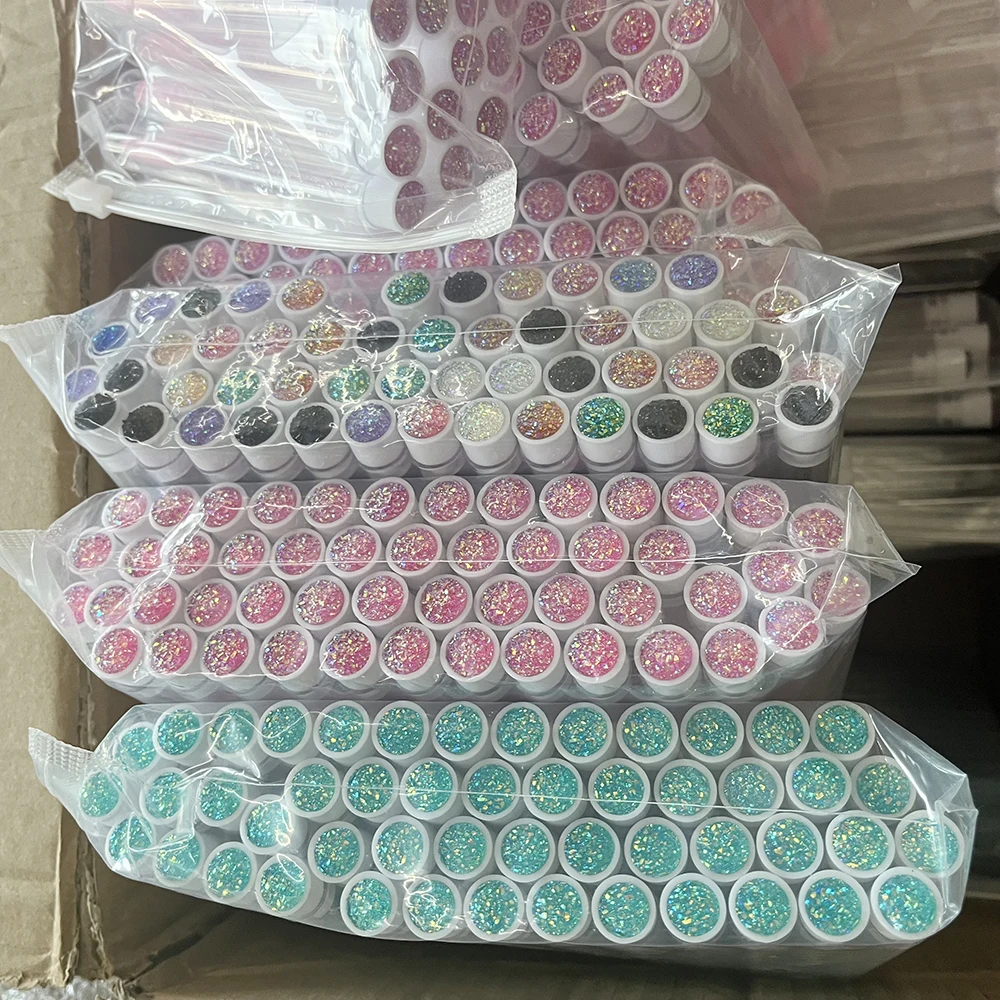 Custom logo Glitter mascara brush lash wands with tube lash spoolies brush diamond eyelash extension brush wands spoolie in tube