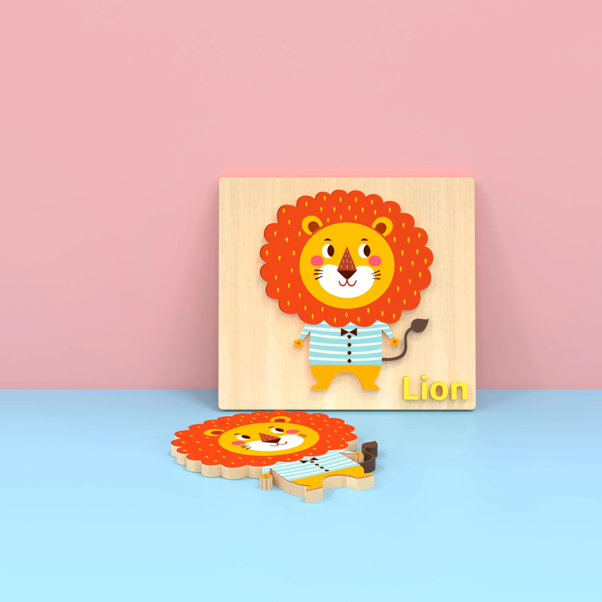 Factory Customized Wooden Toy Montessori DIY Kids Enfant Jigsaw Early Educational Animal 3D wooden Puzzle toy for kids