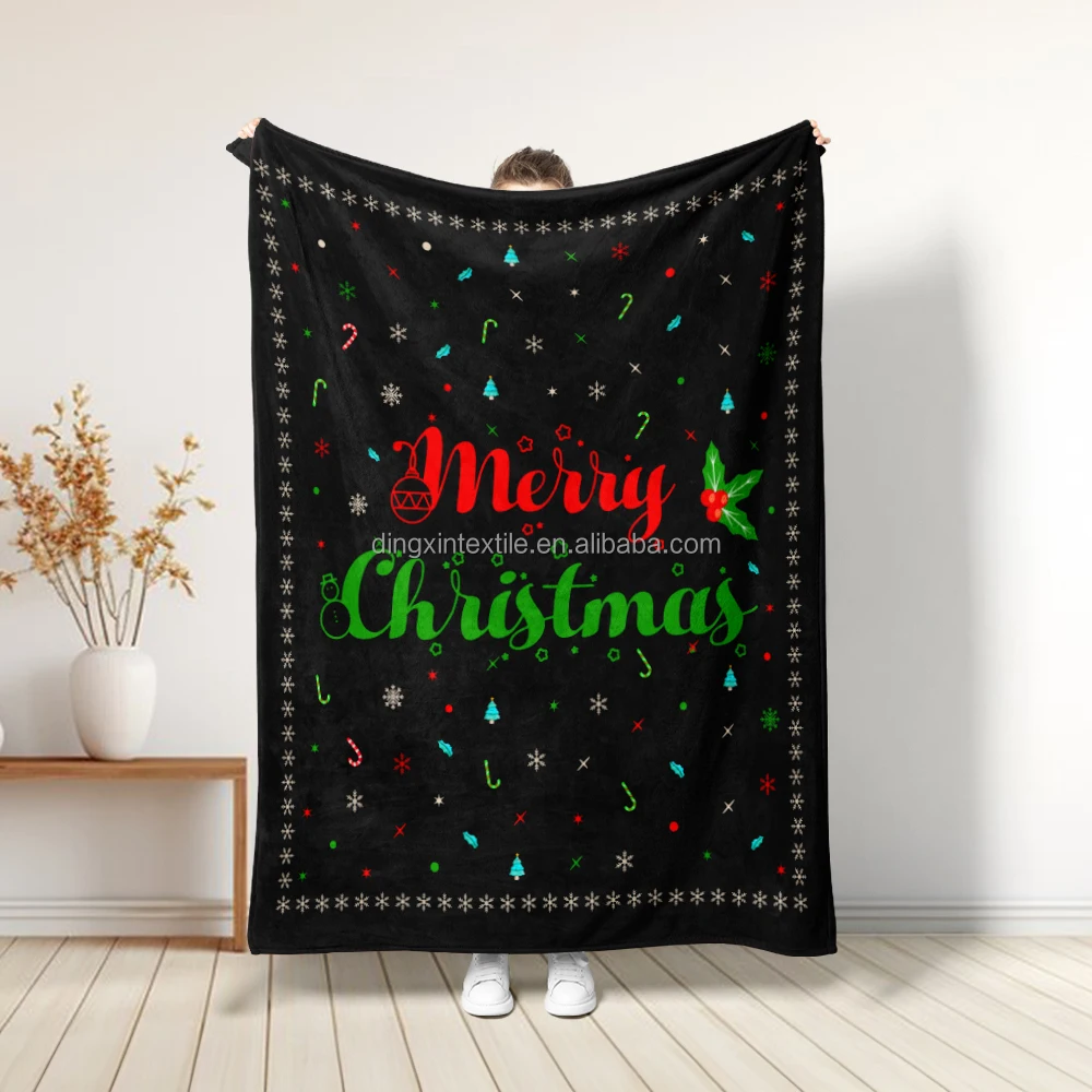 Christmas Blanket Gift Custom Printing Fleece Moving Throw Baby Blankets for Newborns