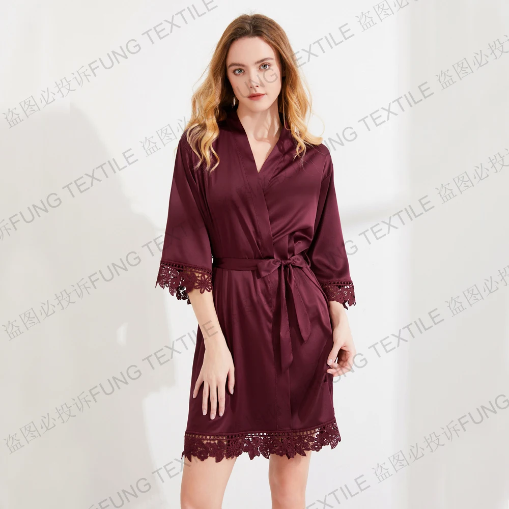 FUNG 3031 Sexy Sleepwear Sex Nighty Silk Pajamas Luxury Adult Satin Robe Set Sexy Sleeve Designer Sleepwear