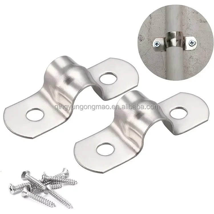 304 Stainless Steel U Shaped Rigid Pipe Strap Saddle Clamp for Fixed Pipeline Hose