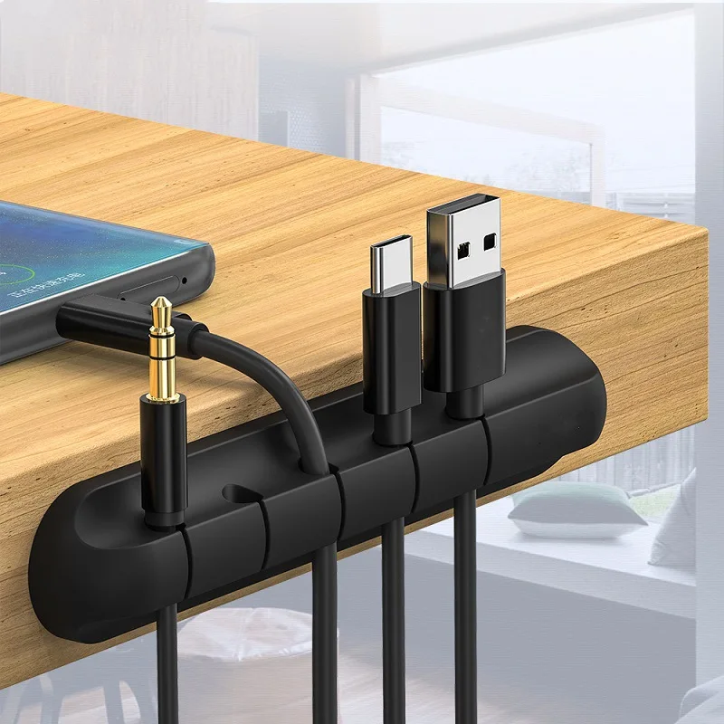 Органайзер для кабеля силиконовый держатель USB настольные зажимы управления кабелем мыши