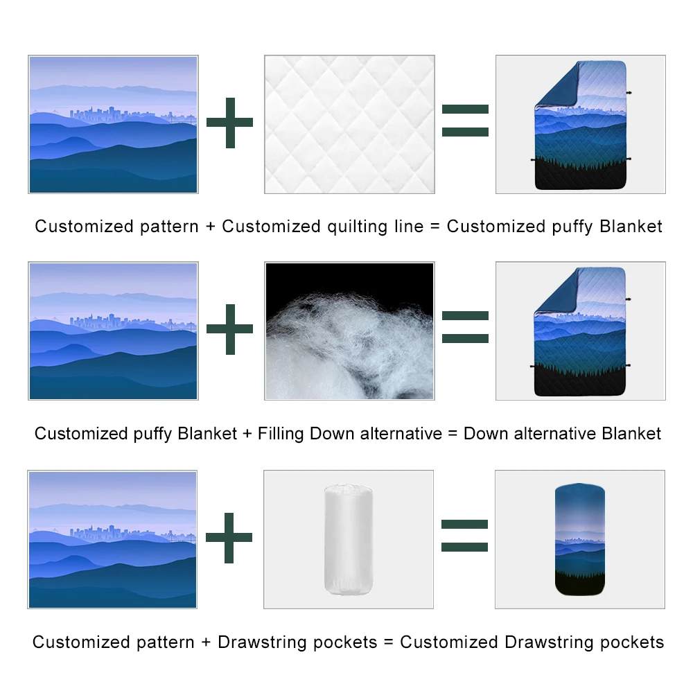 Portable Oversized Recycled Polyester Picnic Blanket Down Alternative Camping Blanket