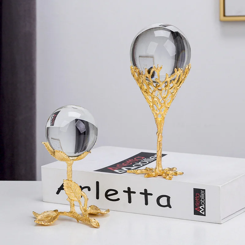 Hot Sale Creative Modern Minimalist Metal Art Craft Furnishings Decor Tabletop Interior Crystal Ball Ornaments Home Decoration
