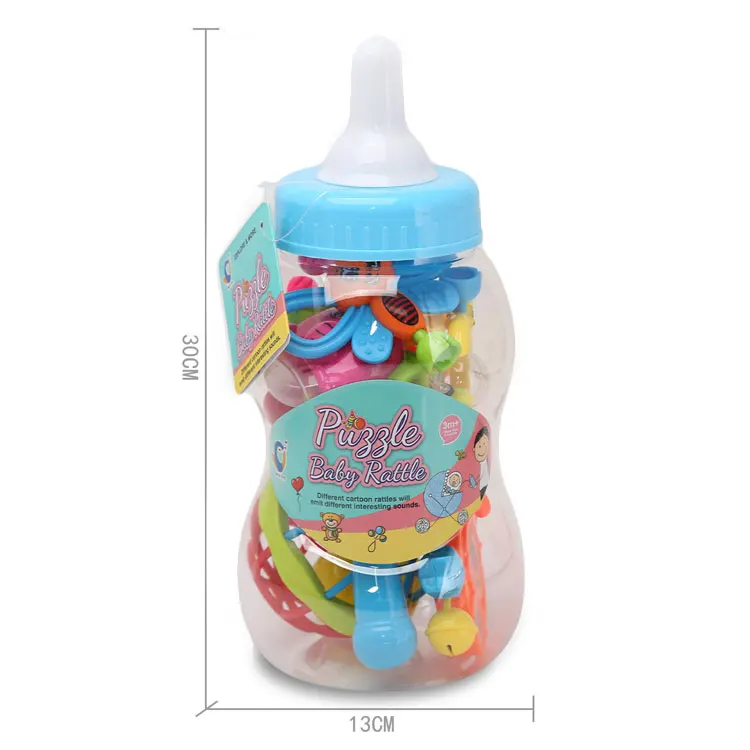 Plastic bottle packaging handbell baby soft rattles toys rattle set