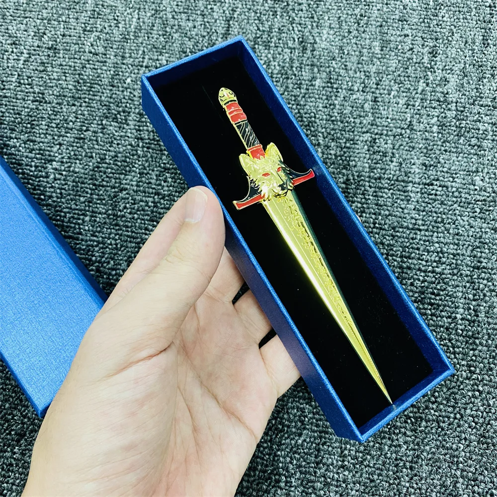 Custom Design Promotional Sword Shaped Staple Remover And Manual Custom Logo Antique Brass Envelope Letter Opener metal bookmark