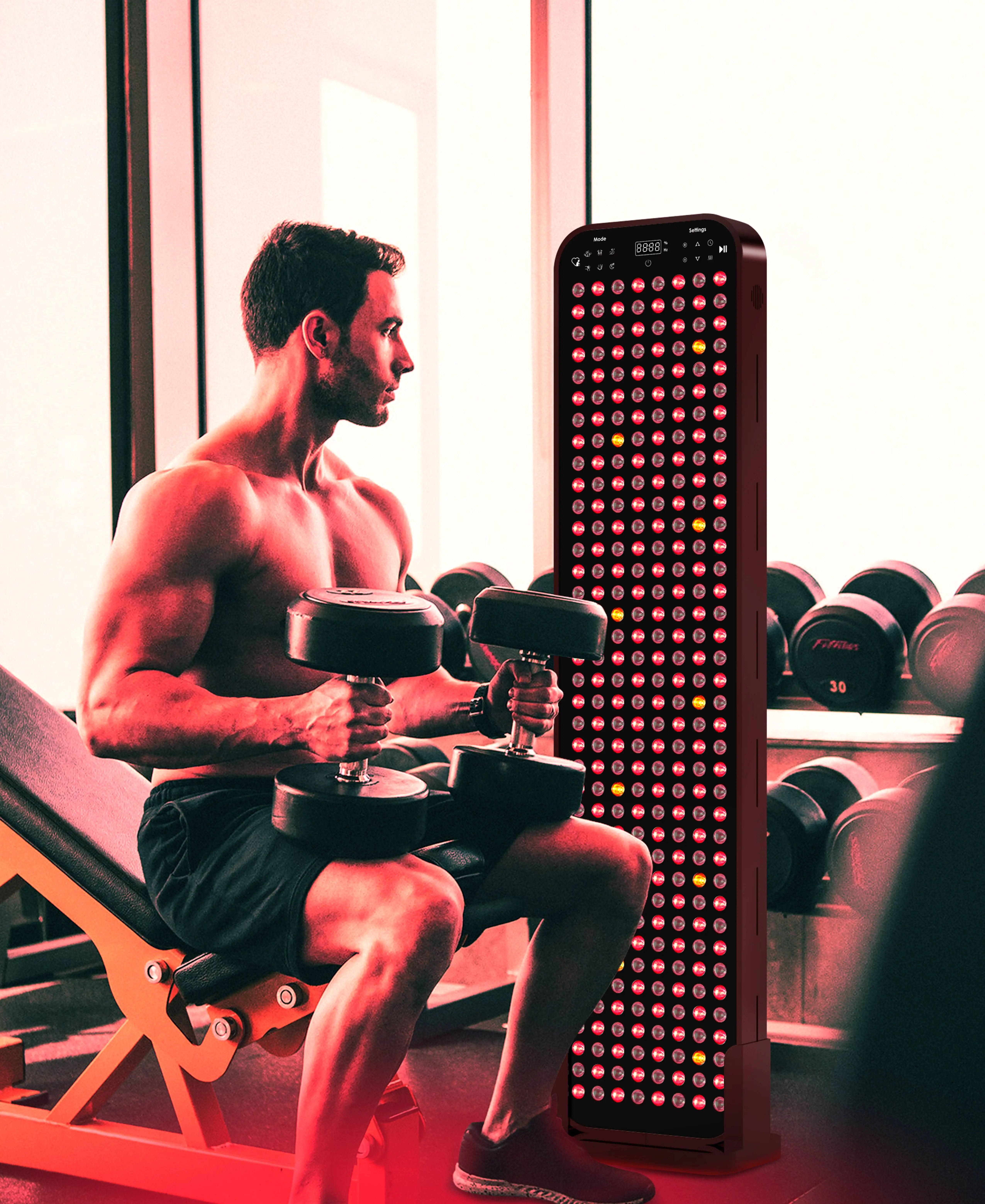 BIOMOL H1520 Voice Control Red Light Therapi Device Led Infrared Red Light Therapy Panel Ues for Yoga or Fitness with Stand