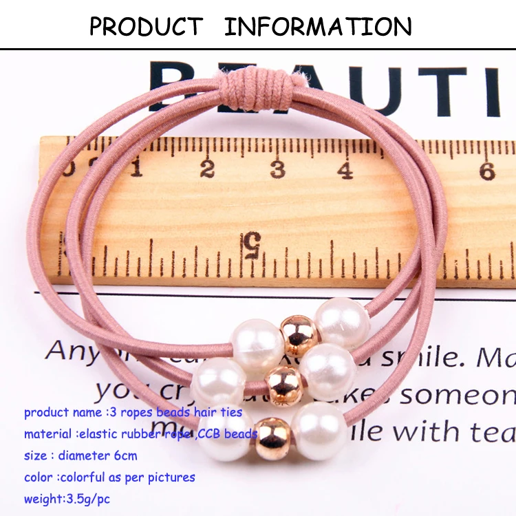 Wholesale Girls Korean version pearl hair ring  rubber band hair rope new knotted head rope for women