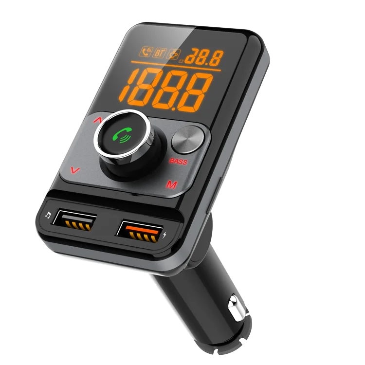 
Blue-tooth FM Transmitter for Car, QC3.0 LCD display Car Radio Blue tooth Adapter Music Player Hands Free Car Kit 