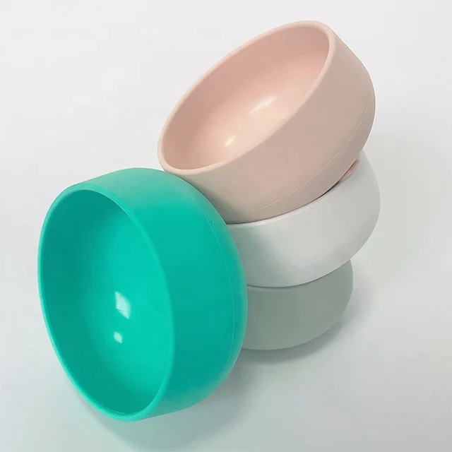 Eco friendly non toxic 100% food grade LFGB standard non spill soft silicone bowl for kids toddlers baby feeding bowl