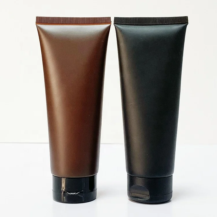 120g 150g 200g 250g Empty Plastic Facial Cleanser Scrub Butter Matte Black Soft Cosmetic Lotion Squeeze Tube for Cream