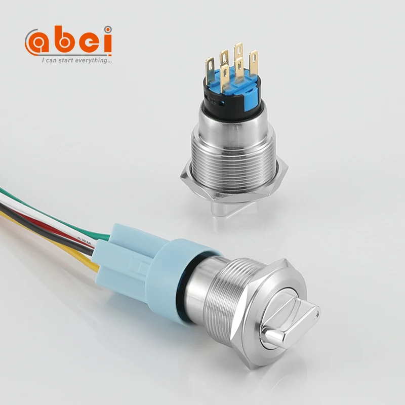 ABEI 19 мм 2 позиции 3 позиции Выберите Переключатель моторизованный поворотный ключ переключатель металлическая кнопка блокировки