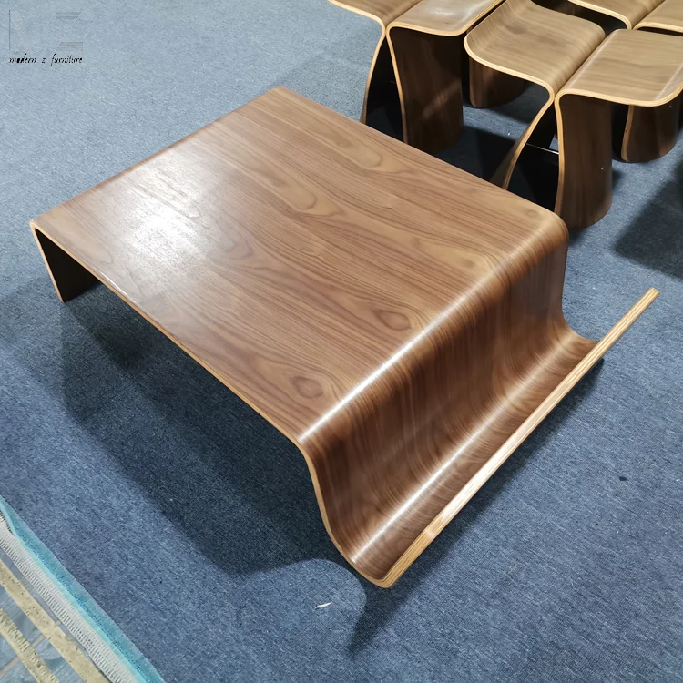 Customized Size Side Table Living Room Furniture Mid Century Modern Solid Walnut Color Wood Plywood Coffee Table