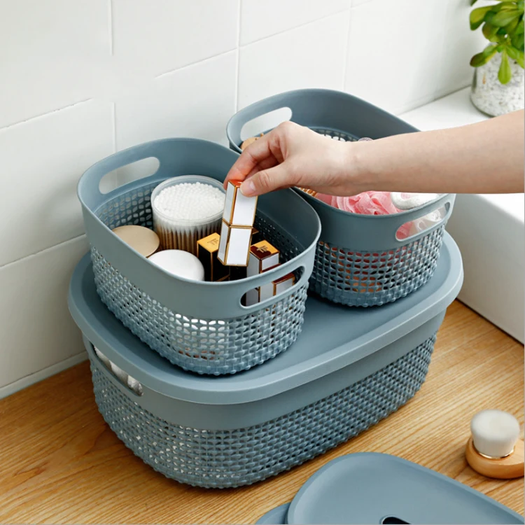 
Factory wholesale production of 3/6/12 / 18L plastic woven storage basket with lid 