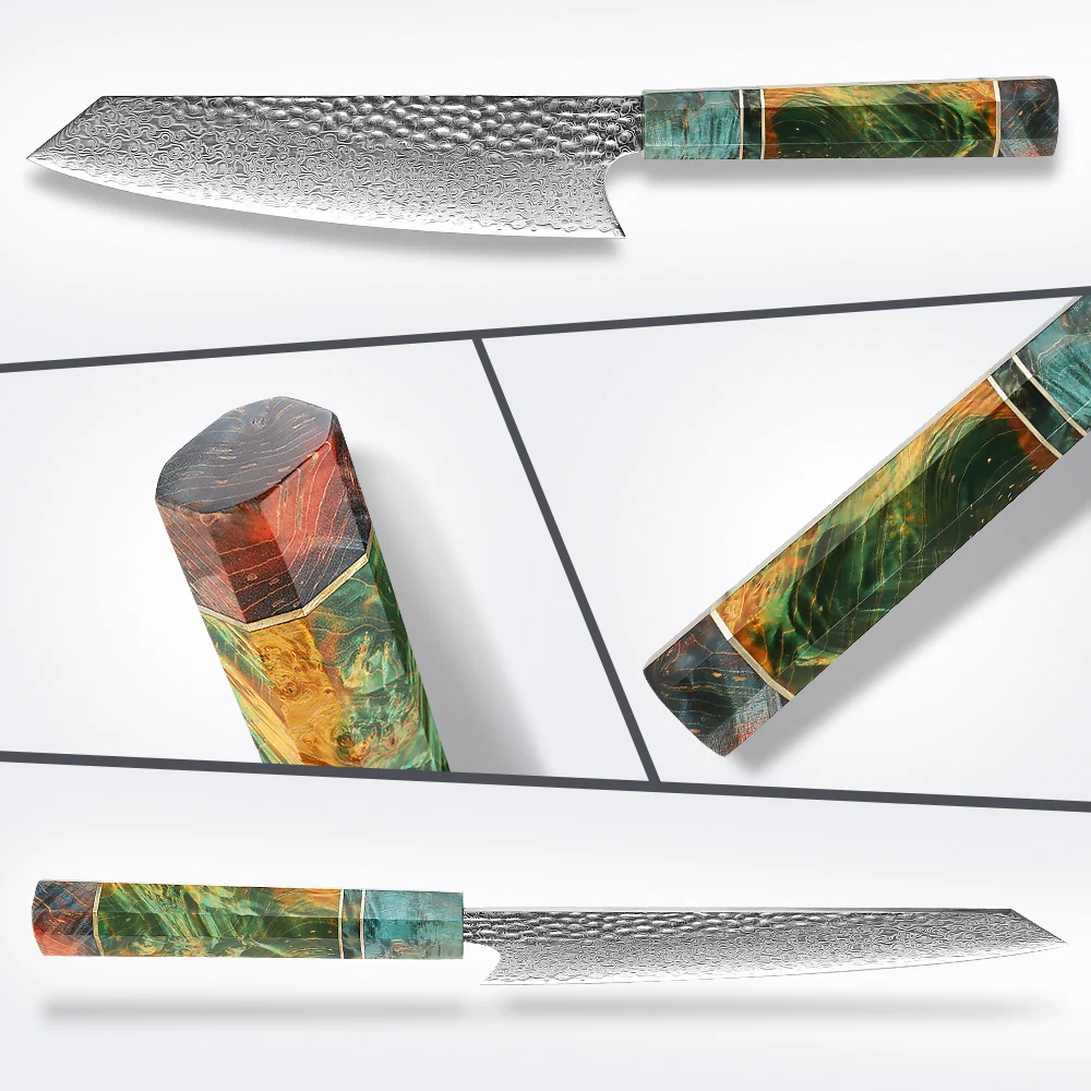 XITUO Professional Kiritsuke Knife Damascus Steel Sushi Slicing Knives Cleaver High-end Resin Handle Kitchen Chef Cooking Tools
