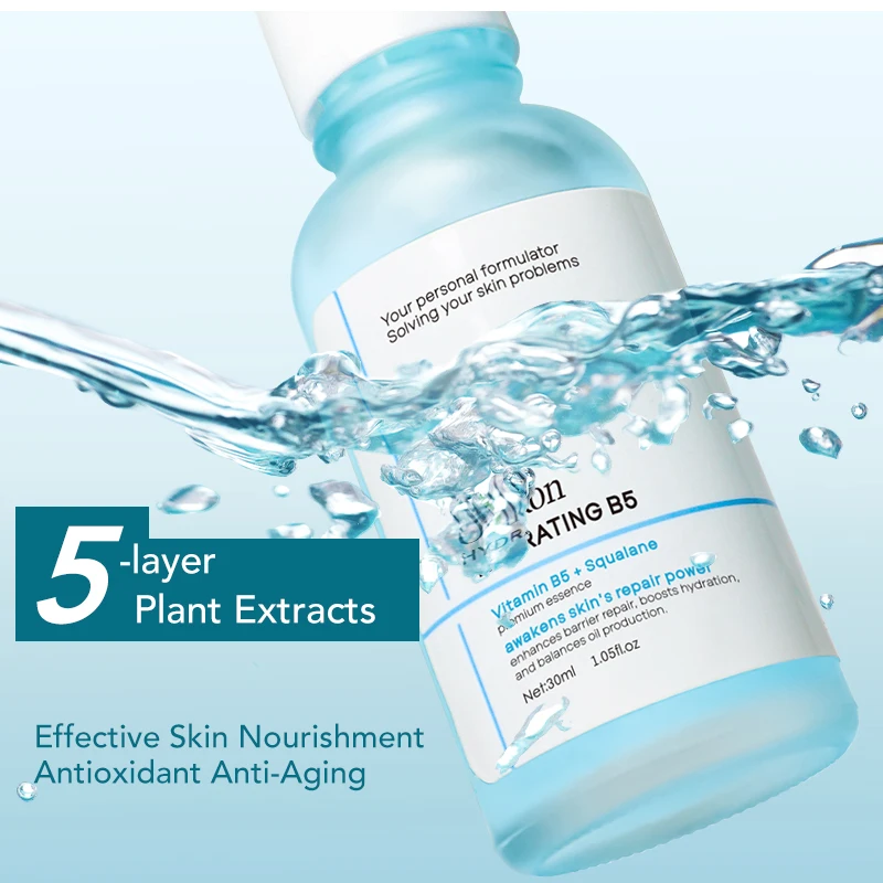 OEM/ODM Private Label Organic Deep Moisturizing Brightening Skin Care Vitamin B5 Ceramide Hyaluronic Acid Hydration Face Serum