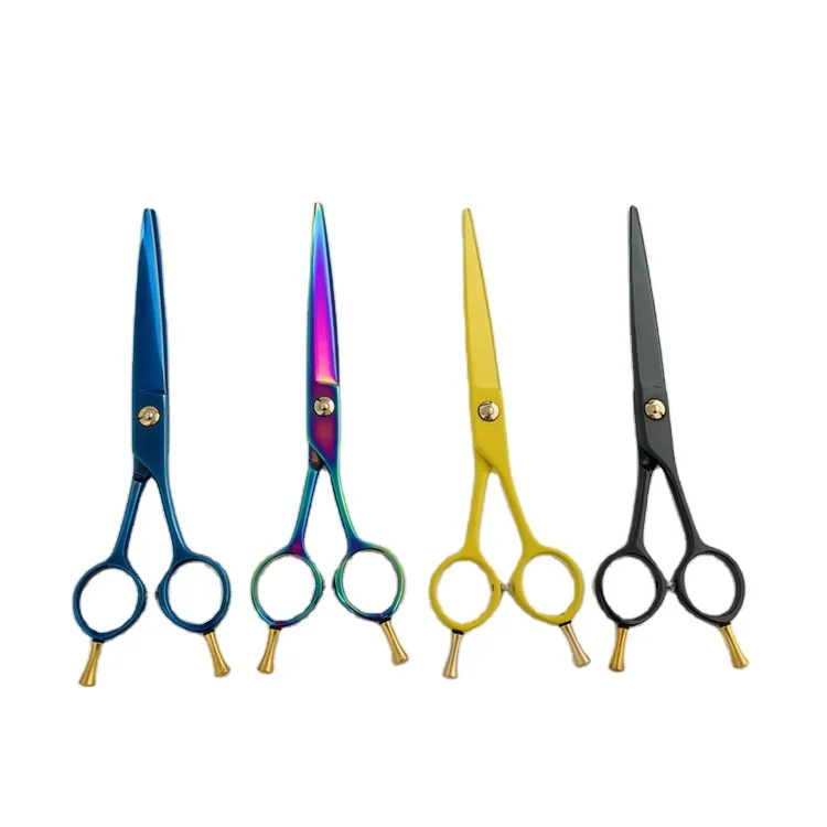 JA05 7.0 inches black blue pink purple rainbow yellow pet grooming scissors shears dogs 440C salon sets kits titanium titan