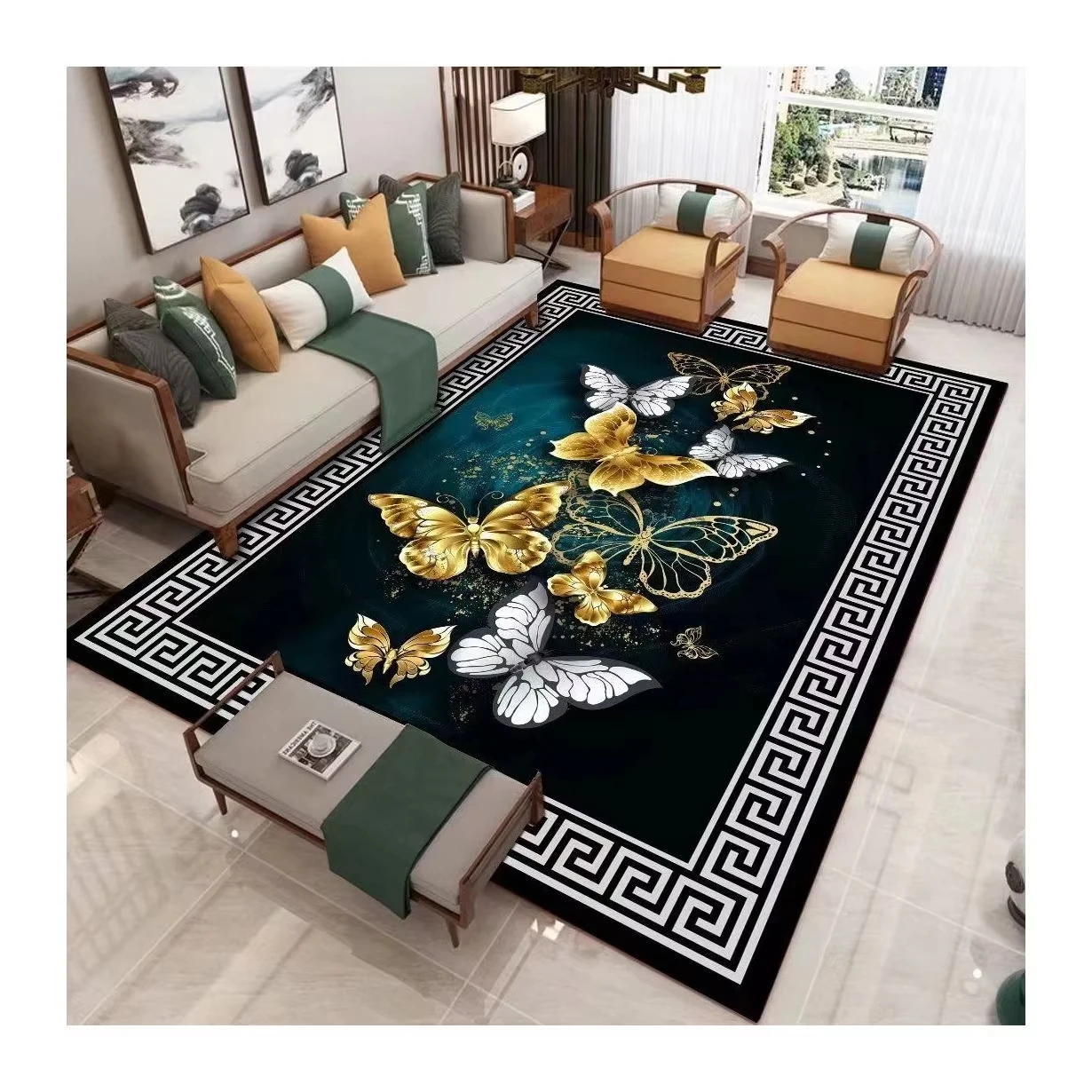 Thick Anti-Slip Mats Farmhouse Carpet Floor Carpet Multi Traditional Area Rug for Living Room Bedroom