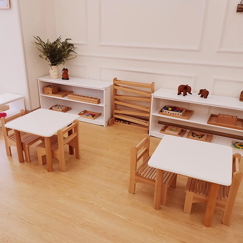 Adena Montessori Preschool Daycare Furniture Kids Kindergarten Wooden Table And Chair Sets Childcare Nursery Classroom Furniture