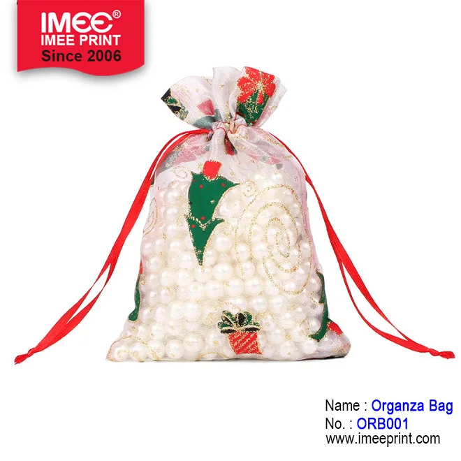 IMEE Customized Logo Organza Storage Gift Pouch Drawstring Bag Personalized Christmas Organza Mesh Drawstring Bags