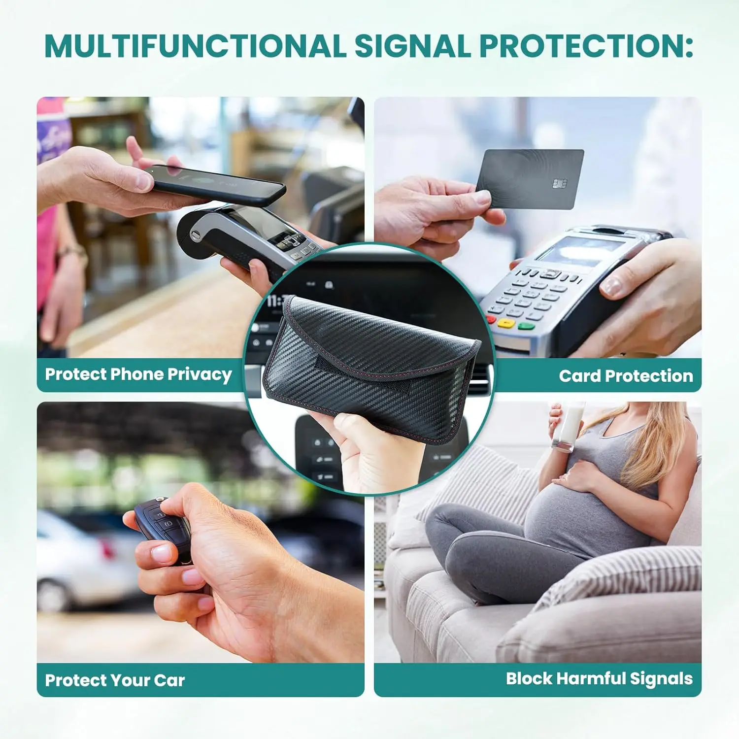 Fireproof Waterproof Fabric Key Signal Blocker Case Car Key Signal Blocker Rfid Signal Blocking Bag Key Protector