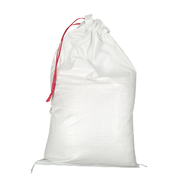 China Factory 50 Kg Reusable White Pp Woven Polypropylene Bags With Drawstring