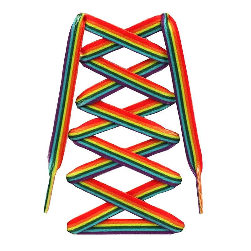 Custom Packaging Sublimaze Printed Logo Rainbow Shoelaces Flat Laces String Shoe Strings Shoelaces Wholesale Rainbow