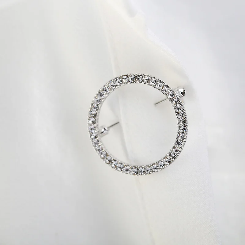 Amazon Eyeglasses Holder Brooch Reading Glasses Holder Simple Crystal Rhinestone Round Circle Ring Pin Brooch