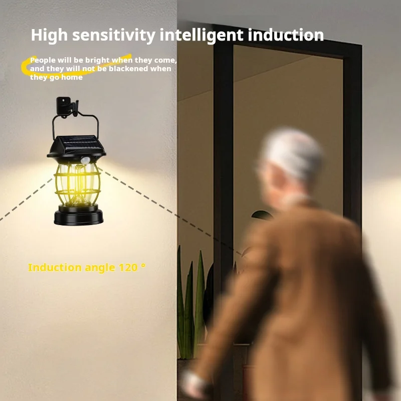 Wholesale Stepless Dimming Solar Lantern Hanging Rechargeable Battery Powered LED Light Waterproof Outdoor Camping Lamp