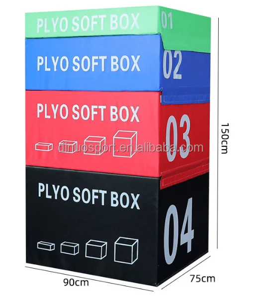 Sports Platform Rectangular Stackable Jumping Box Soft Plyo Box Foam 3 in 1 Soft Box Set for Jump Training Skipping Exercise