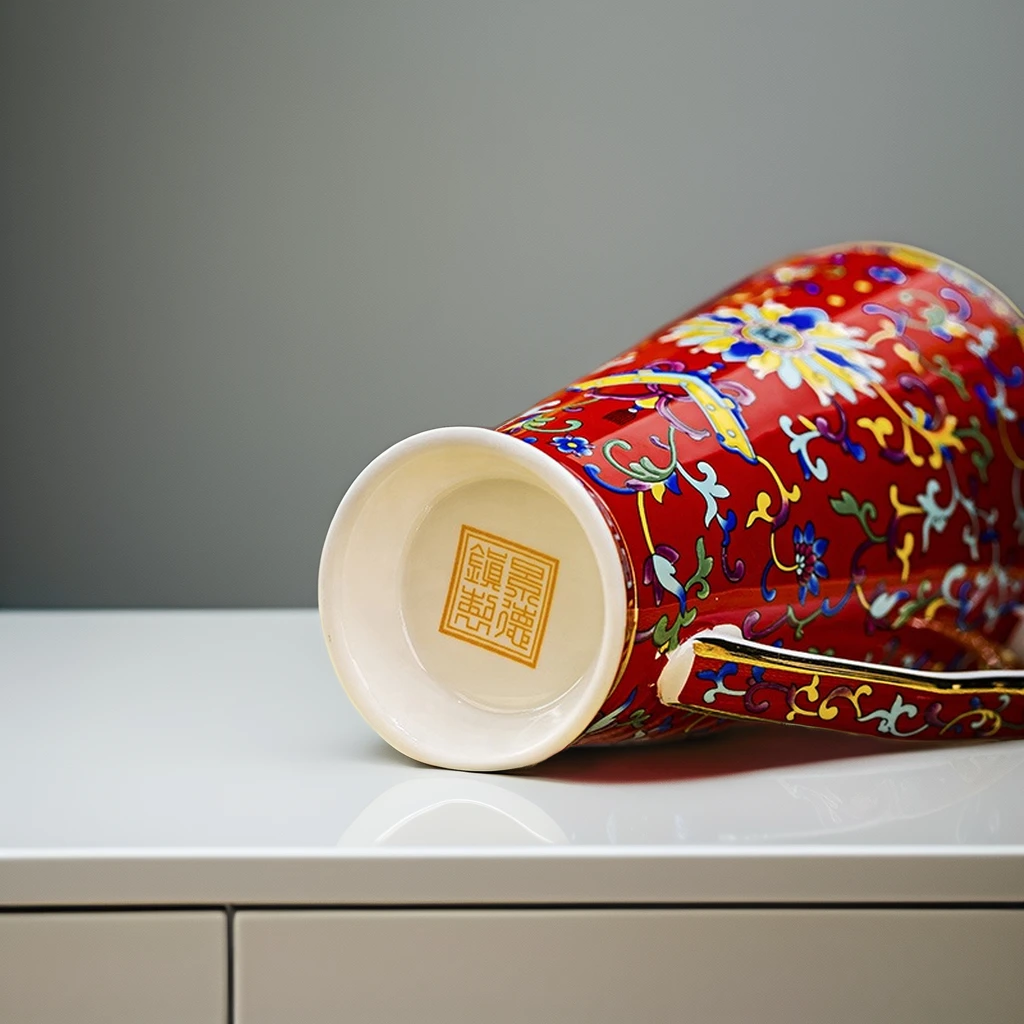 European Coffee Cup Gilt-Wrapped Fu Enamel Mug Jingdezhen Bone China High-Appearance Household Ceramic Milk Cup