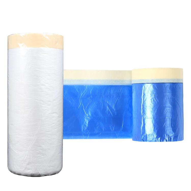 blue pre taped protective tape rain spray plastic protection pe printed for painter painting transparent masking film