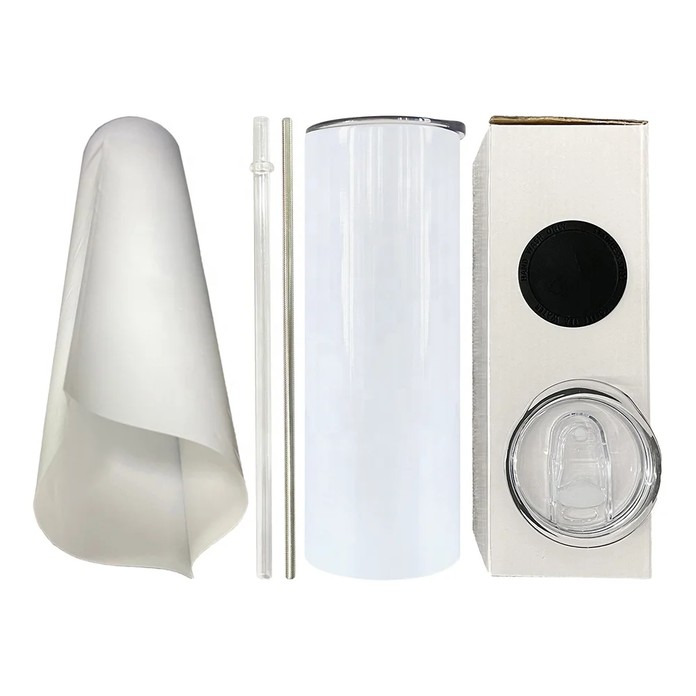 USA Warehouse 20oz White Blank Sublimation Absolutely Flat Edge Skinny Straight Right Angle Tumbler