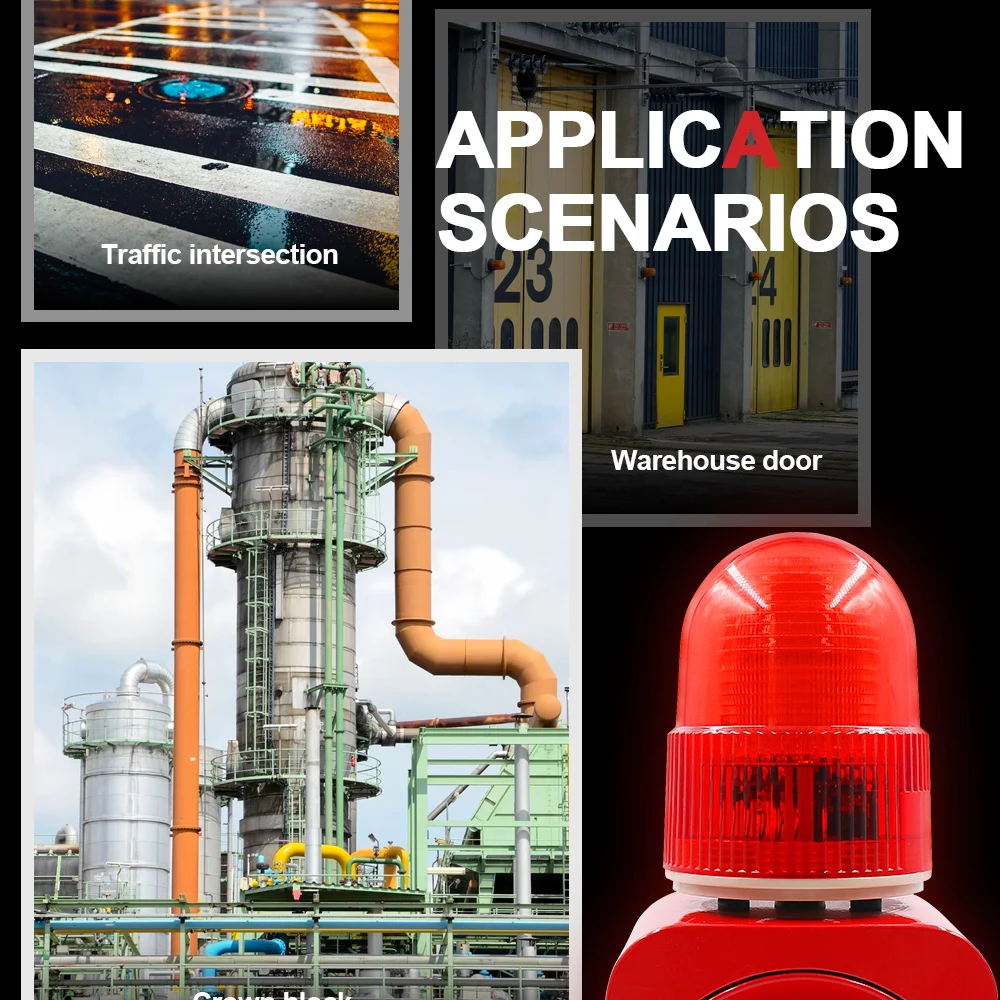 24V 220V 120db LED Strobe Light Outdoor Industrial Motion Detection Voice Alarm Siren for Construction Site Voice Siren