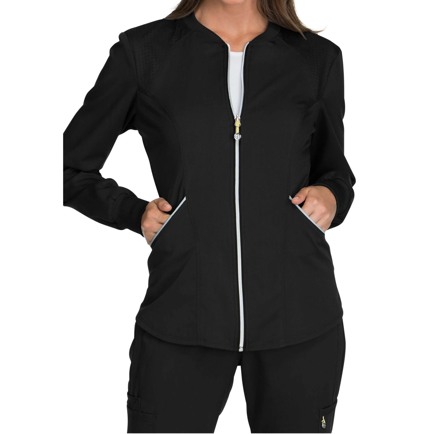 fashion zipper jacket uniform long sleeve nursing uniforms medical zip jacket cotton manufacturer scrubs uniform jackets