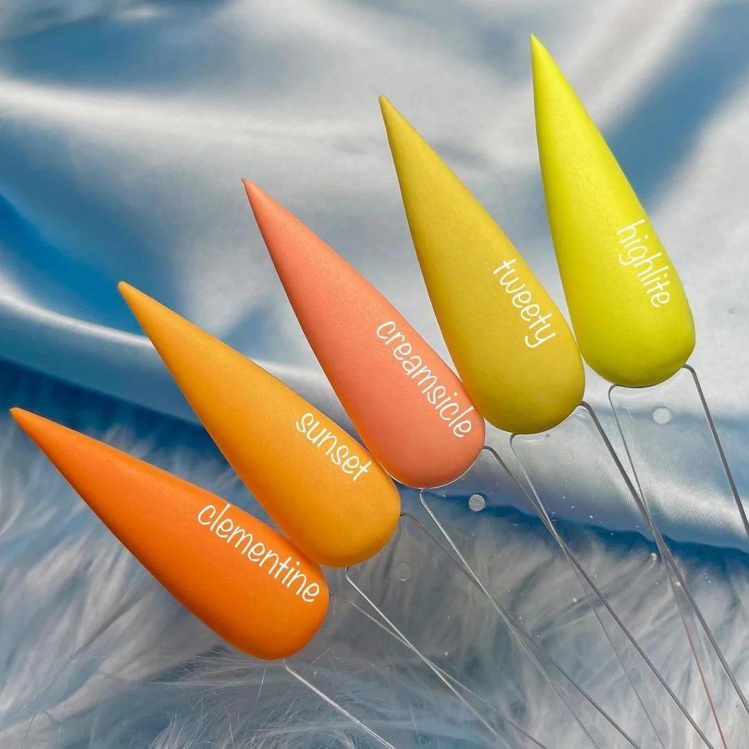 RTS OEM Organic Custom Wholesale Nail Supplies Bulk yellow orange set acrylic powder