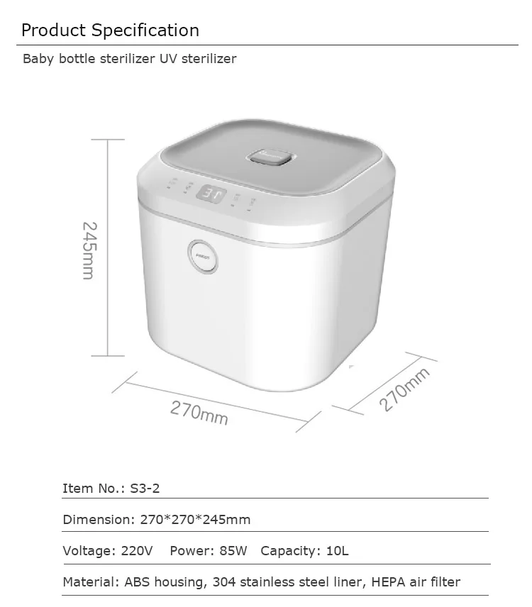 2022 Recommended Uv Sterlisation Box Disinfection Device Baby Uv Sterlizer Large Capacity Storage Uv Sterlizer