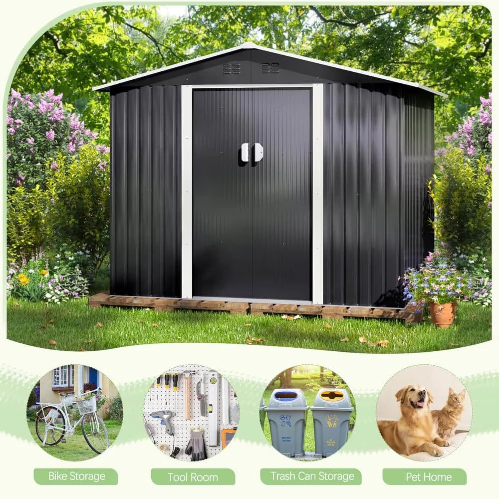 YASN Metal Garden Shed Outdoor Tool Storage House Garden Storage Shed for Tools